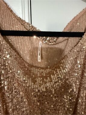 Sequined Bandeau Tank Top in Champagne